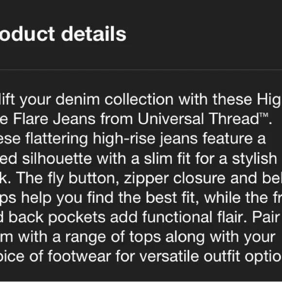 NWT Universal Thread High Rise Flare Jeans size 8 - Picture 5 of 8